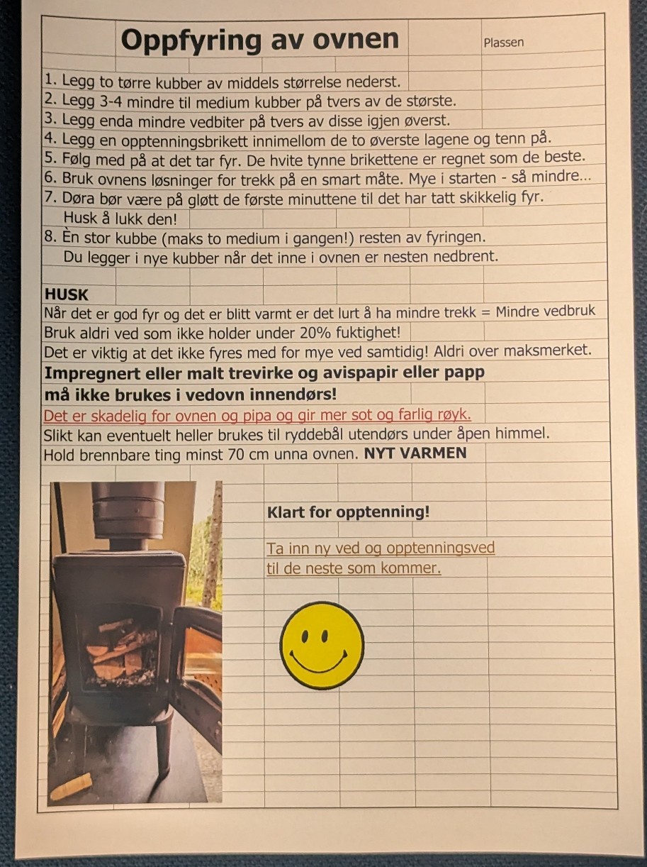Oppfyring av vedovn Oppfyring av vedovn